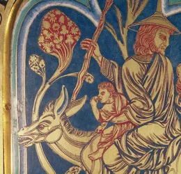 Verduner祭壇、1つのパネルの境界線の詳細、1181年のエナメル細工